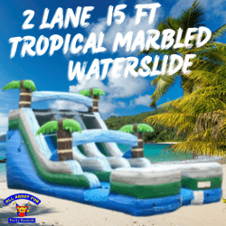 2-Lane 15'Tropical Marbled Water Slide (Can Be Used Dry)
