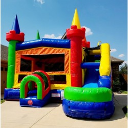 modular modern rainbow inflatable water slide bounce house rental 1 Rainbow Wet/Dry Bounce House Water Slide Combo